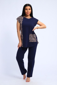 Костюм двойка женский №345 кулирка (р-ры: 50-60) темно-синий