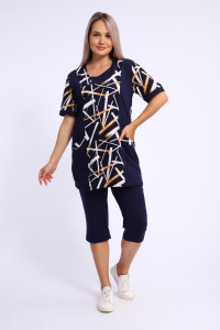 Костюм двойка женский №260 кулирка (р-ры: 50-68) темно-синий