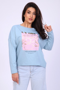 Туника женская №80013 кулирка (р-ры: 48-62) серо-голубой