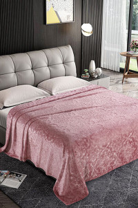 Плед велсофт жаккард пудра