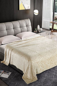 Плед велсофт жаккард молоко