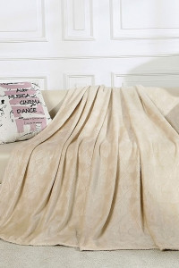 Плед велсофт жаккард "Магнолия" бежевый