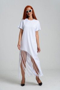 Платье женское №7472 кулирка с лайкрой (последний размер) белый 48