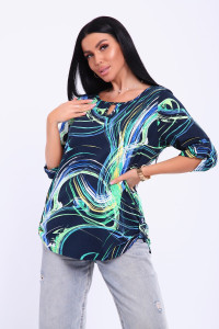 Туника женская №71146 кулирка (последний размер) сине-зеленый 62