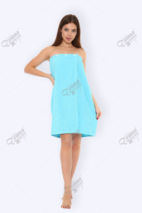 Парео женское махровое на кнопках бирюзовый