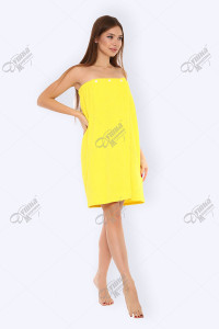 Парео женское махровое на кнопках желтый