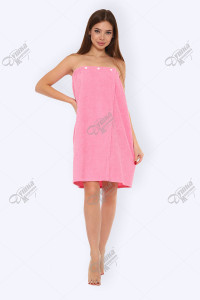 Парео женское махровое на кнопках розовый