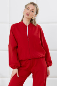 Бомбер женский "Баланс-1" футер 2-х нитка с полиэстером (р-ры: 46-56) красный