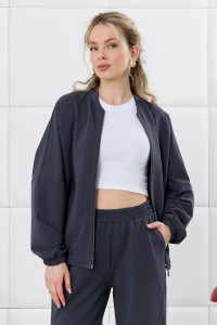 Бомбер женский "Баланс-1" футер 2-х нитка с полиэстером (р-ры: 46-56) фуме
