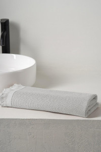 Полотенце вафельное "Canvas" с бахромой серый