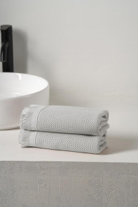 Набор вафельных полотенец "Canvas" с бахромой серый 2 шт.