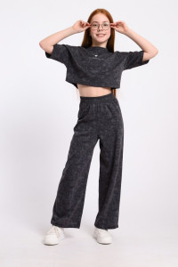 Костюм двойка детский "Алина" кулирка (р-ры: 140-164) графит