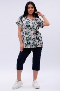 Костюм двойка женский "Даниэла" кулирка (р-ры: 50-60) цветы