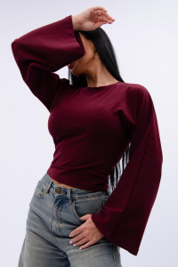 Лонгслив женский "Аида" кулирка с лайкрой (р-ры: 40-52) бордо