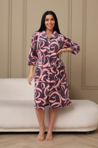 Халат женский 177 велюр (р-ры: 48-62) фиолетовый-розовый