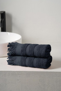 Набор махровых полотенец "Elegance" с бахромой черный 2 шт.