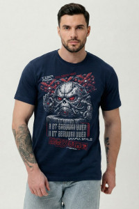 Футболка мужская №8592 кулирка (р-ры: 46-70) т.синий кибер колобок