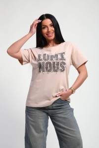 Футболка женская №85661 кулирка (р-ры: 46-56) бежевый