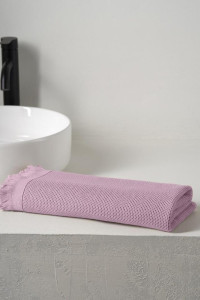 Полотенце вафельное "Canvas" с бахромой нежно-розовый