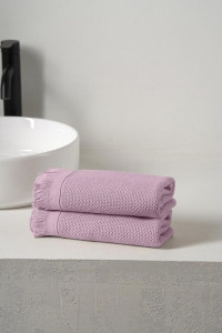 Набор вафельных полотенец "Canvas" с бахромой нежно-розовый 2 шт.