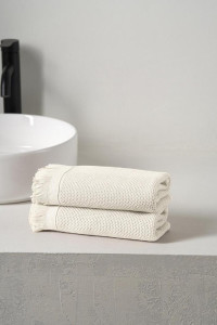 Набор вафельных полотенец "Canvas" с бахромой молочный 2 шт.