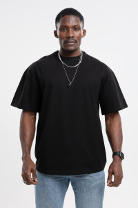 Футболка мужская №18 хлопок стрейч-кулирка (р-ры: 46-56) черный