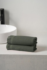 Набор вафельных полотенец "Canvas" с бахромой зеленый 2 шт.