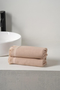 Набор вафельных полотенец "Canvas" с бахромой бежевый 2 шт.