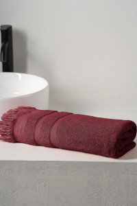 Полотенце махровое "Elegance" с бахромой бордовый
