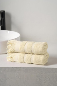 Набор махровых полотенец "Elegance" с бахромой светло-бежевый 2 шт.