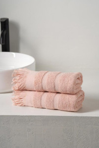 Набор махровых полотенец "Elegance" с бахромой нежно-розовый 2 шт.