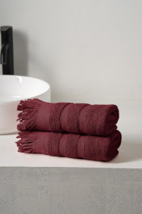 Набор махровых полотенец "Elegance" с бахромой бордовый 2 шт.