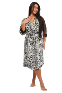 Халат женский М-184 велюр (р-ры: 44-62) леопард