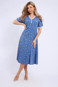 Платье женское №057 кулирка (р-ры: 48-62) голубой