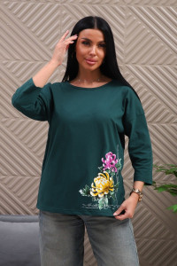 Туника женская №29537 кулирка (р-ры: 50-60) изумрудный