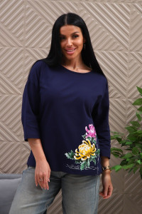 Туника женская №29537 кулирка (р-ры: 50-60) темно-синий