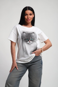 Футболка женская №85667 кулирка (р-ры: 46-56) белый