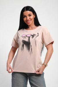 Футболка женская №85660 кулирка (р-ры: 46-56) бежевый