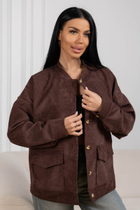 Бомбер женский 2167/2 вельвет (р-ры: 48-58) коричневый