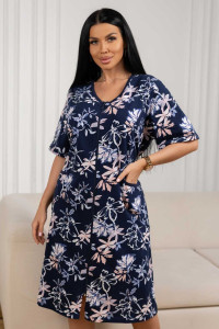 Халат женский 1683/12 кулирка (р-ры: 48-62) синий-2