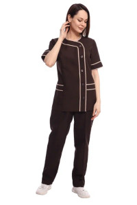 Костюм женский для клининга и горничных УН-02-01-ГАБ габардин (р-ры: 42-62) коричневый