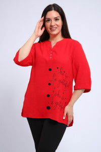 Туника женская №31963 сингапур (последний размер) красный 54,56