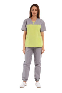 Костюм медицинский женский М-02-164-ТС смесовая ткань (р-ры: 42-62) серый-зеленый