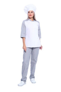 Костюм двойка повара женский ПВ-02-14-ТС смесовая ткань (р-ры: 42-62) белый