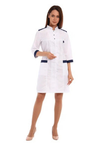 Халат медицинский женский М-20-166-ТС смесовая ткань (р-ры: 42-58) белый-синий