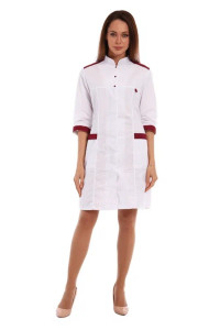 Халат медицинский женский М-20-166-ТС смесовая ткань (р-ры: 42-58) белый-красный