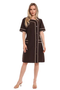 Халат женский для сферы обслуживания УН-20-01-ГАБ габардин (р-ры: 42-62) коричневый