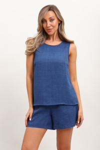 Костюм двойка женский КЖ-001 лён смесовый (р-ры: 44-62) джинсовый