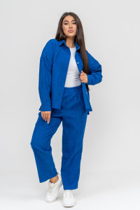 Костюм двойка женский №31861 микровельвет (последний размер) синий 58,60