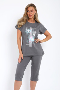 Костюм двойка женский №32088 кулирка (последний размер) серый 52